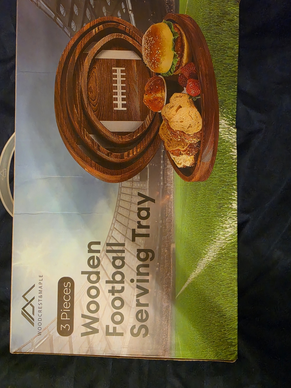 Wooden Football Serving Tray Set - 3 Pieces, Brown